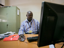 KREB bank business manager Wesley Ngetich at his office in Nakuru.