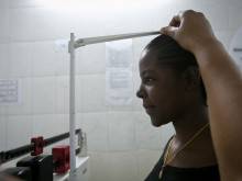 Triage area at Kinondoni B dispensary.  Patient Eva Paulo Mtandu.